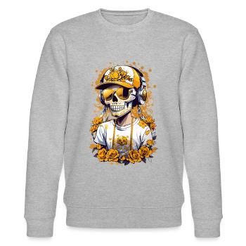 Zucker Skull - Stanley/Stella Unisex Bio-Sweatshirt CHANGER  - Grau meliert - Vorne - Nik (191cm) & Marisol (170cm)