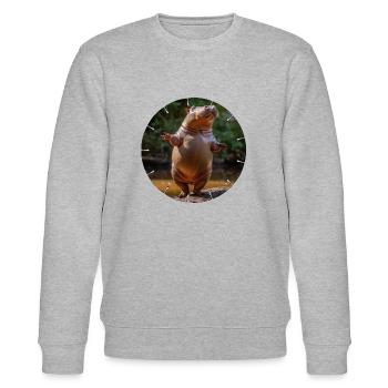 A hippopotamus dares to dance - Stanley/Stella CHANGER Unisex Organic Sweatshirt - heather grey - Front - Nik (191cm) & Marisol (170cm)