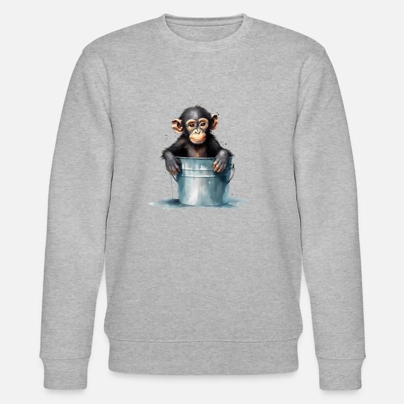 Monkey seeks cooling - Stanley/Stella CHANGER Unisex Organic Sweatshirt - heather grey