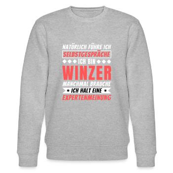 Ich führe Selbstgespräche - Winzer Edition - Stanley/Stella Unisex Bio-Sweatshirt CHANGER  - Grau meliert - Vorne - Nik (191cm) & Marisol (170cm)