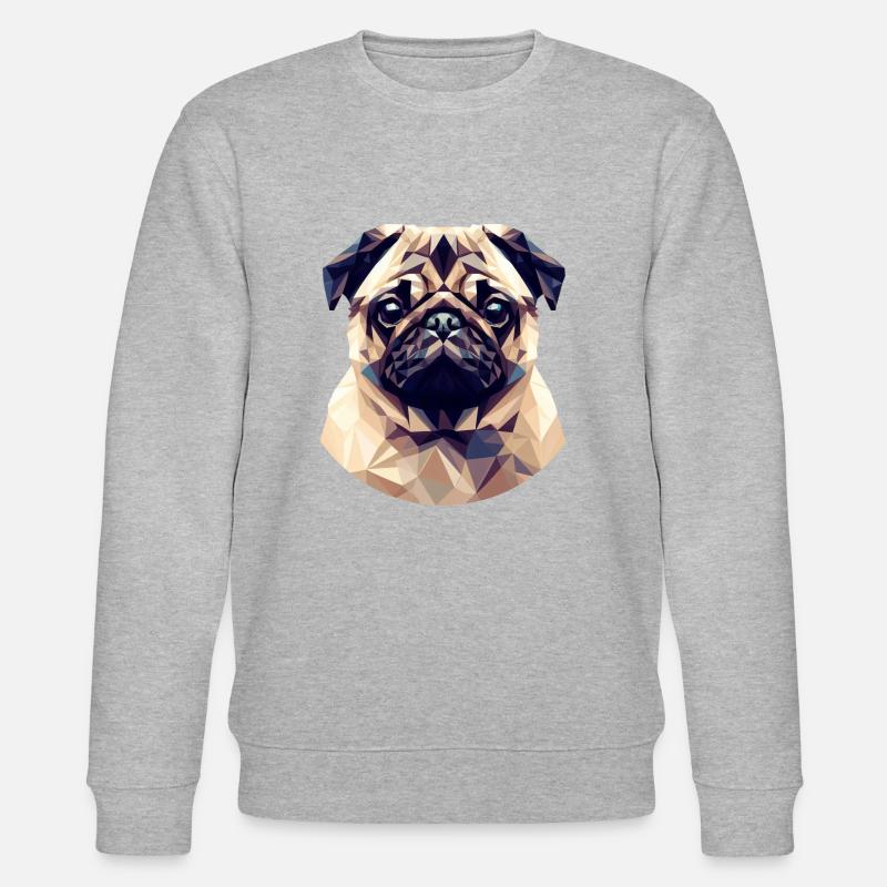 Niedlicher Polygon-Mops - Stanley/Stella Unisex Bio-Sweatshirt CHANGER  - Grau meliert
