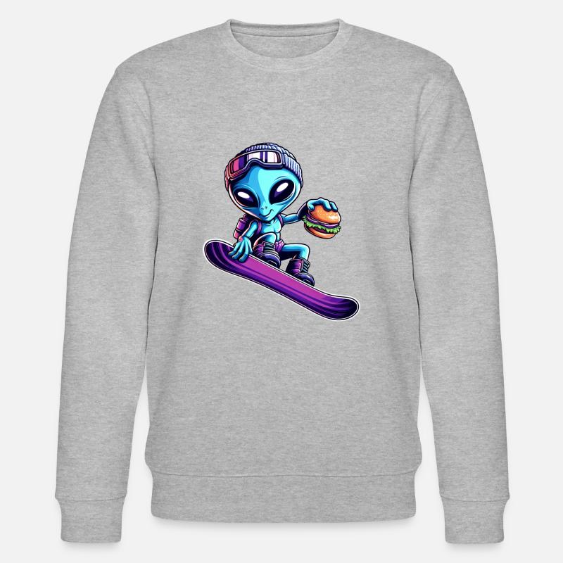 Alien Snowboard Hamburger Abenteuer - Stanley/Stella Unisex Bio-Sweatshirt CHANGER  - Grau meliert