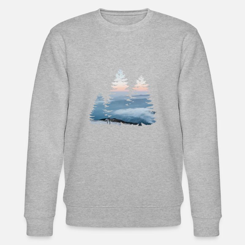Berge durch den Wald - Stanley/Stella Unisex Bio-Sweatshirt CHANGER - Grau meliert