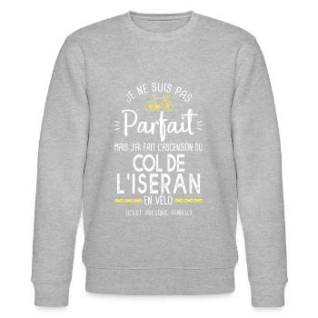 pas parfait col iseran en vélo humour cyclisme - Sweat bio CHANGER Stanley/Stella Unisexe - gris chiné - Devant - Nik (191cm) & Marisol (170cm)