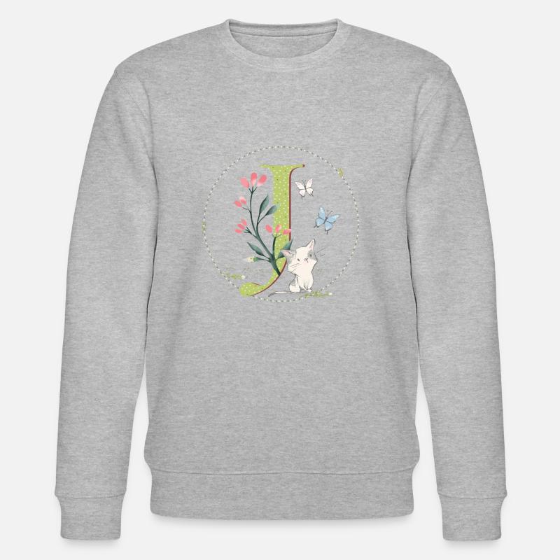 Anfangsbuchstabe J mit Katze - Stanley/Stella Unisex Bio-Sweatshirt CHANGER  - Grau meliert
