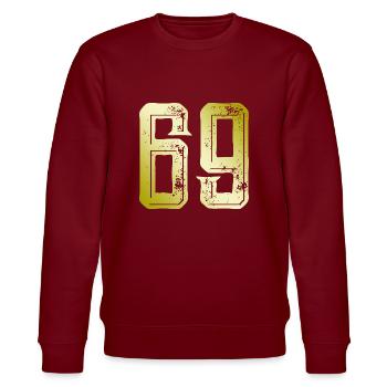 69 Zahl Symbol - Stanley/Stella Unisex Bio-Sweatshirt CHANGER  - Burgunderrot - Vorne - Nik (191cm) & Marisol (170cm)