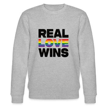 Real Love Wins LGBTQ Rainbow Gay Pride - Stanley/Stella Unisex Bio-Sweatshirt CHANGER  - Grau meliert - Vorne - Nik (191cm) & Marisol (170cm)