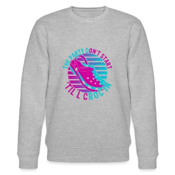 Komfort Liebe für Crocs Clogs Schuhe Geschenkidee - Stanley/Stella Unisex Bio-Sweatshirt CHANGER  - Grau meliert - Vorne - Nik (191cm) & Marisol (170cm)
