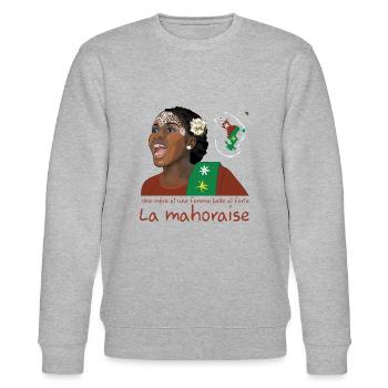 Mahoraise - Maore (Mayotte) île d'Afrique - rouge - Sweat bio CHANGER Stanley/Stella Unisexe - gris chiné - Devant - Nik (191cm) & Marisol (170cm)