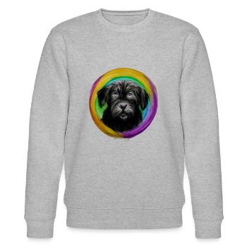 Rainbow Dog Briard - Stanley/Stella CHANGER Unisex Organic Sweatshirt - heather grey - Front - Nik (191cm) & Marisol (170cm)