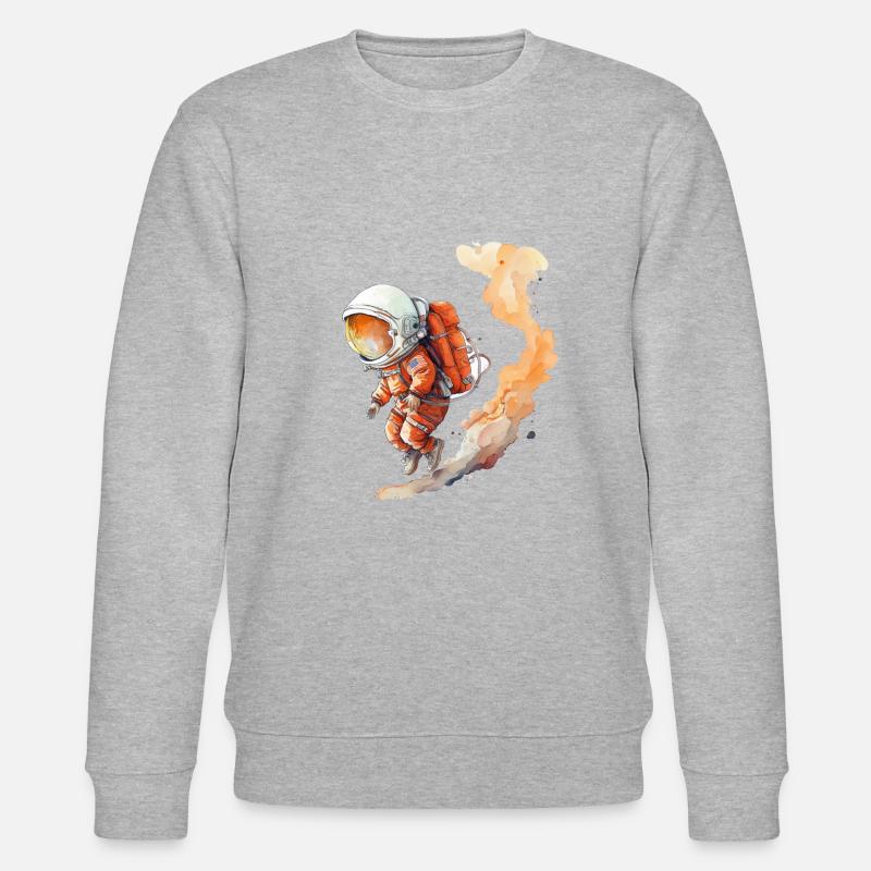 Astronaut Wasserfarben Illustration - Stanley/Stella Unisex Bio-Sweatshirt CHANGER  - Grau meliert