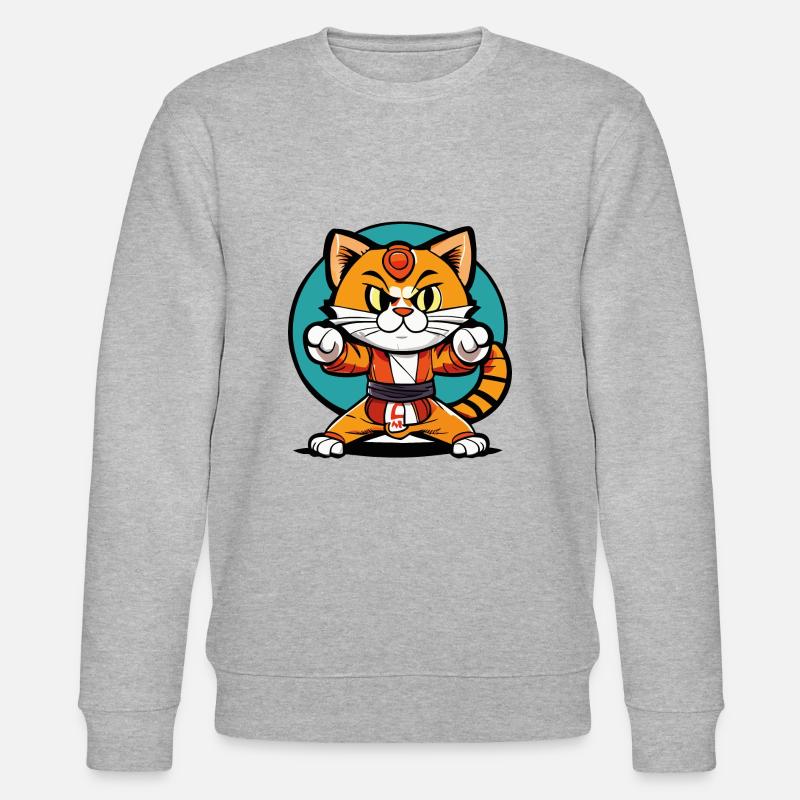 Ninja Katze Karate Kitty - Stanley/Stella Unisex Bio-Sweatshirt CHANGER  - Grau meliert