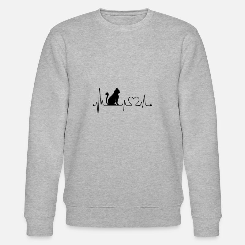 Herzschlag Katze - Stanley/Stella Unisex Bio-Sweatshirt CHANGER  - Grau meliert