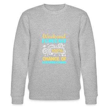 Weekend Forecast 100% Chance Of Scrapbooking Funny - Stanley/Stella CHANGER Unisex Organic Sweatshirt - heather grey - Front - Nik (191cm) & Marisol (170cm)