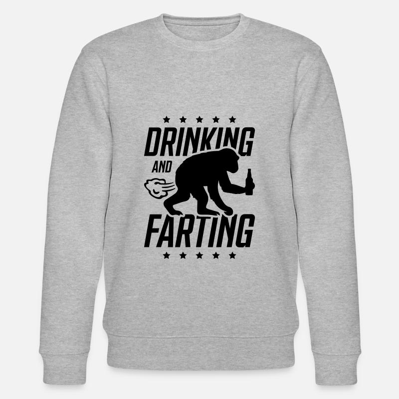drinking farting monkey - Stanley/Stella Unisex Bio-Sweatshirt CHANGER  - Grau meliert