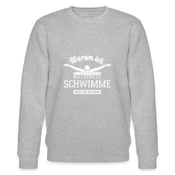 Warum ich Butterfly schwimme? Weil ich es kann - Stanley/Stella Unisex Bio-Sweatshirt CHANGER  - Grau meliert - Vorne - Nik (191cm) & Marisol (170cm)
