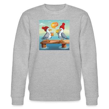 01 Zwei norddeutsche Möwen Meer Mass Bier Prost - Stanley/Stella Unisex Bio-Sweatshirt CHANGER  - Grau meliert - Vorne - Nik (191cm) & Marisol (170cm)