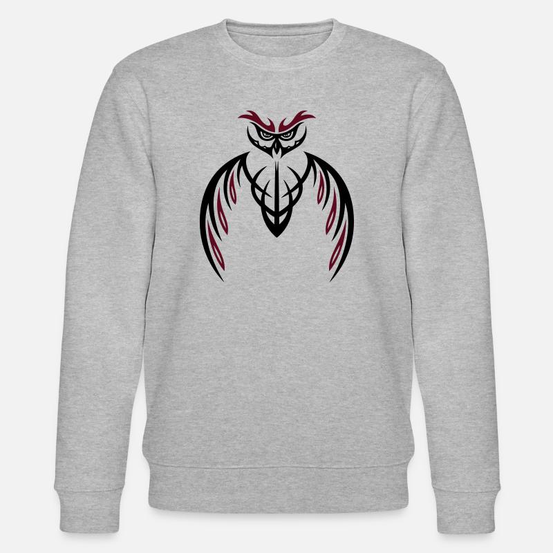 Tribal Eule, tattoo owl - Stanley/Stella Unisex Bio-Sweatshirt CHANGER  - Grau meliert