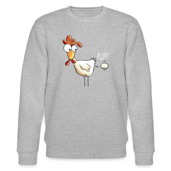 Plopp es ist raus das Ei - Huhn - Hahn - Gockel - Stanley/Stella Unisex Bio-Sweatshirt CHANGER  - Grau meliert - Vorne - Nik (191cm) & Marisol (170cm)