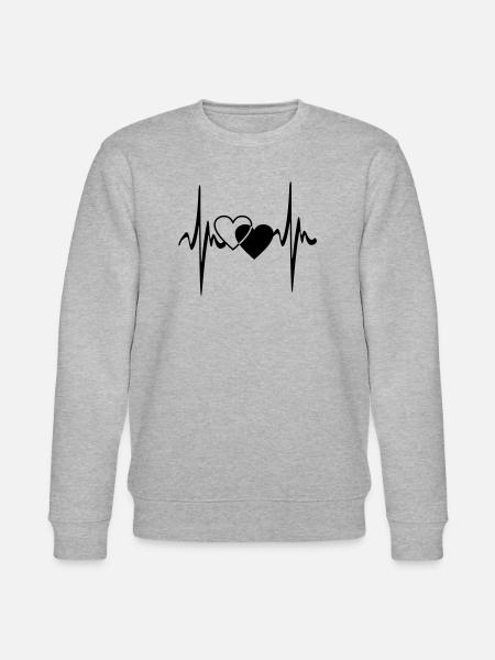 Two hearts heartbeat - Stanley/Stella CHANGER Unisex Organic Sweatshirt - heather grey