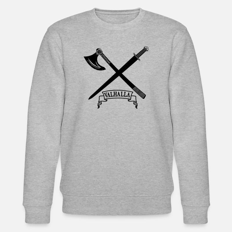 Walhalla mit Axt und Schwert - Stanley/Stella Unisex Bio-Sweatshirt CHANGER  - Grau meliert