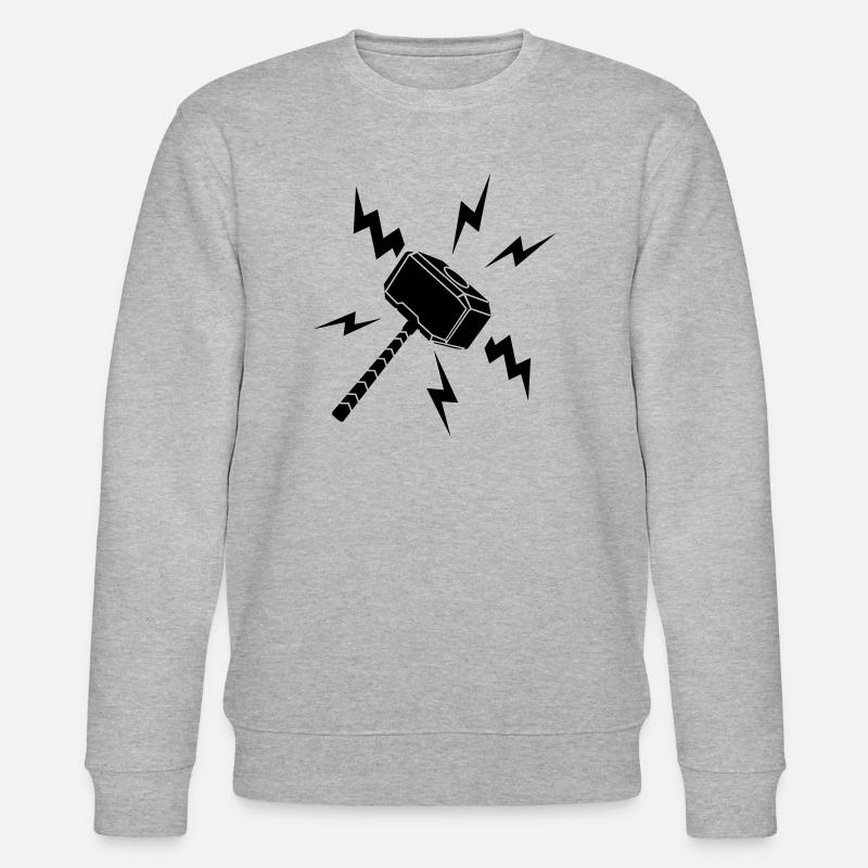 Thor-Hammer mit Blitz - Stanley/Stella Unisex Bio-Sweatshirt CHANGER  - Grau meliert