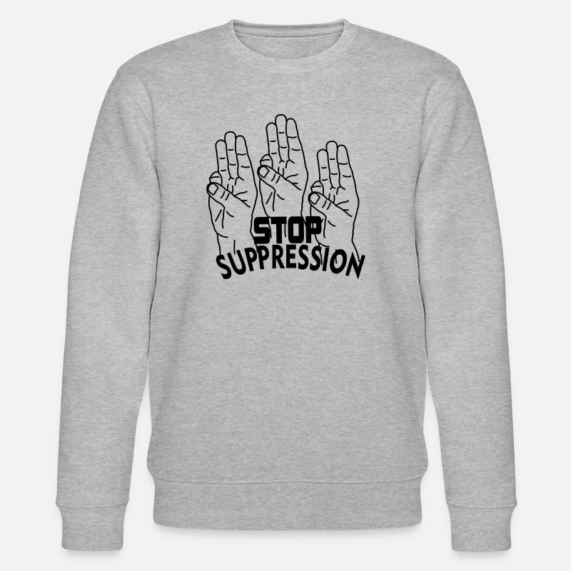 Hand gesture stop suppression - Stanley/Stella CHANGER Unisex Organic Sweatshirt - heather grey