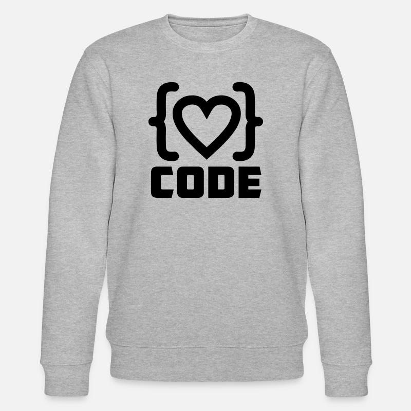 Herzprogrammierer Code Logo mit Text CODE - Stanley/Stella Unisex Bio-Sweatshirt CHANGER  - Grau meliert