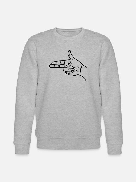 Hand gesture gun scared war - Stanley/Stella CHANGER Unisex Organic Sweatshirt - heather grey