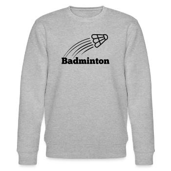 Texte de badminton avec navette volant - Sweat bio CHANGER Stanley/Stella Unisexe - gris chiné - Devant - Nik (191cm) & Marisol (170cm)