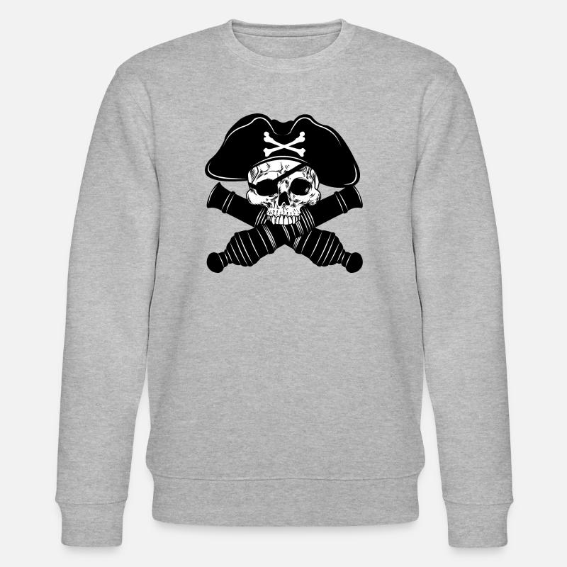 Piratenschädel mit zwei Kanonen - Stanley/Stella Unisex Bio-Sweatshirt CHANGER  - Grau meliert