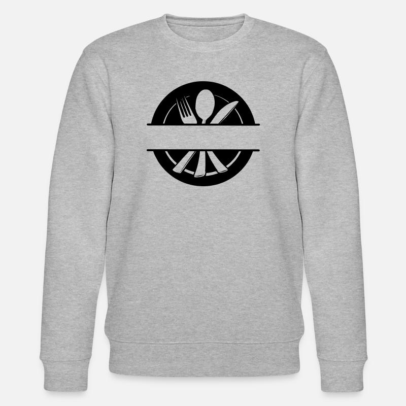 Besteck-Menü-Logo mit Teller - Stanley/Stella Unisex Bio-Sweatshirt CHANGER  - Grau meliert