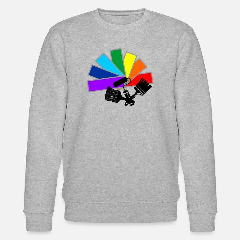 Farbfächerdeck mit Schattenpinseln und Rollenlogo - Stanley/Stella Unisex Bio-Sweatshirt CHANGER  - Grau meliert