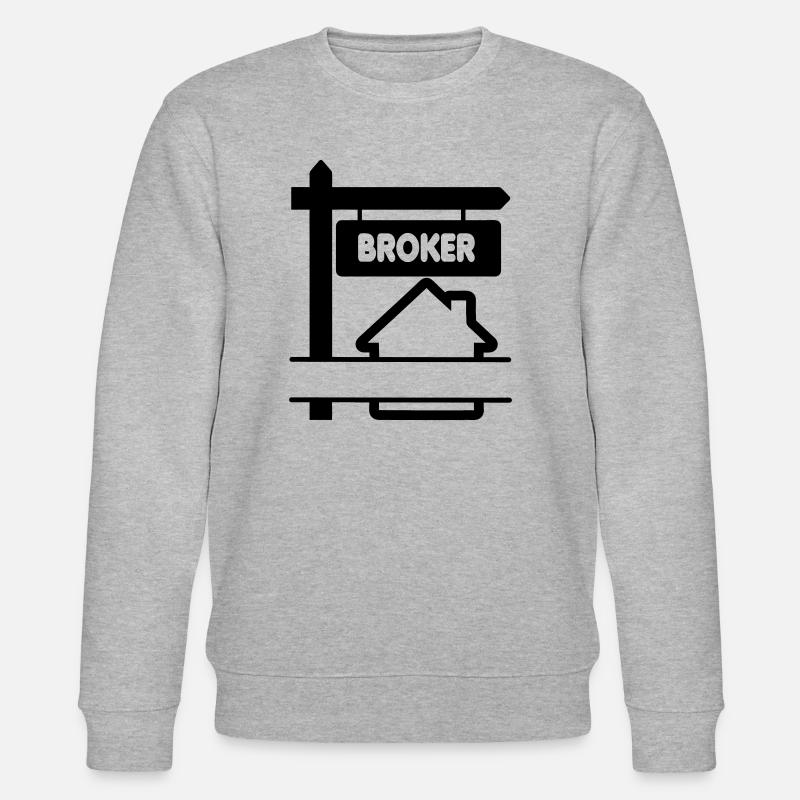 Logo Broker mit Text BROKER - Stanley/Stella Unisex Bio-Sweatshirt CHANGER  - Grau meliert