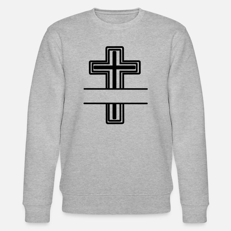 Croix monogramme - Sweat bio CHANGER Stanley/Stella Unisexe - gris chiné