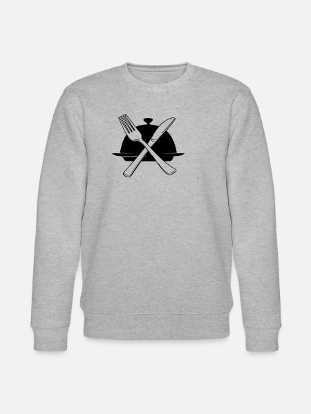 Bowl with knife and fork - Stanley/Stella CHANGER Unisex Organic Sweatshirt - heather grey