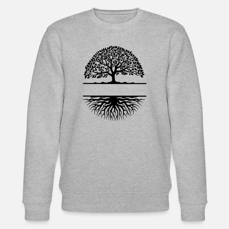 Baum mit Wurzeln Banner - Stanley/Stella Unisex Bio-Sweatshirt CHANGER  - Grau meliert