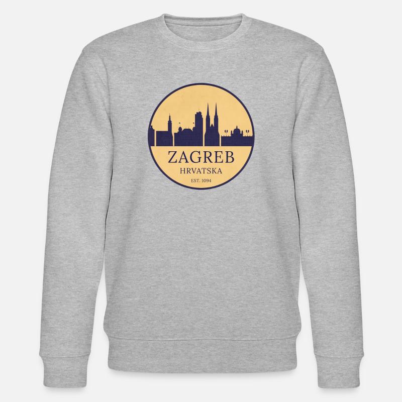 Zagreb Kroatien - Skyline Badge - Stanley/Stella Unisex Bio-Sweatshirt CHANGER  - Grau meliert