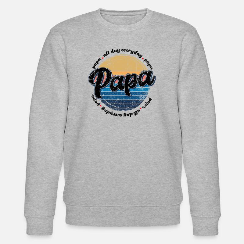 Papa Retro Sunset Script - Stanley/Stella CHANGER Unisex Organic Sweatshirt - heather grey