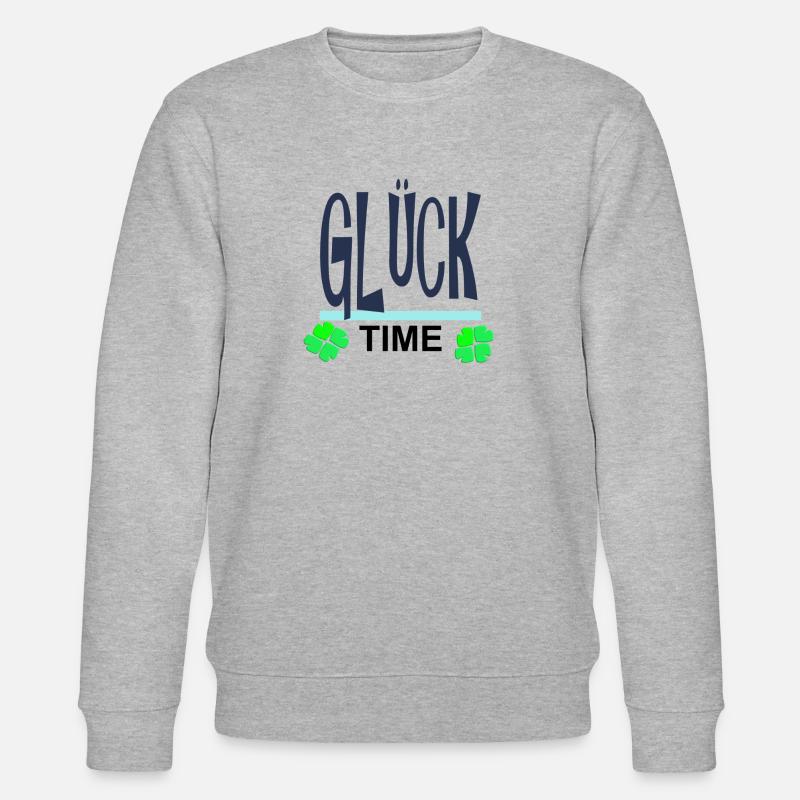 Glück-Time Neon mit Kleeblättern - Stanley/Stella Unisex Bio-Sweatshirt CHANGER  - Grau meliert
