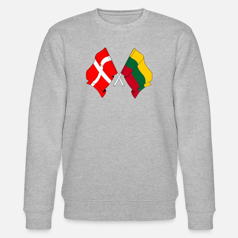 Drapeau Danemark, drapeau Lituanie - Sweat bio CHANGER Stanley/Stella Unisexe - gris chiné