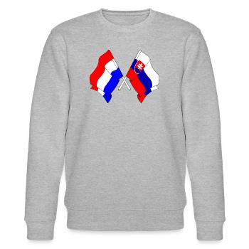Flagge der Niederlande, Slowakei - Stanley/Stella Unisex Bio-Sweatshirt CHANGER  - Grau meliert - Vorne - Nik (191cm) & Marisol (170cm)