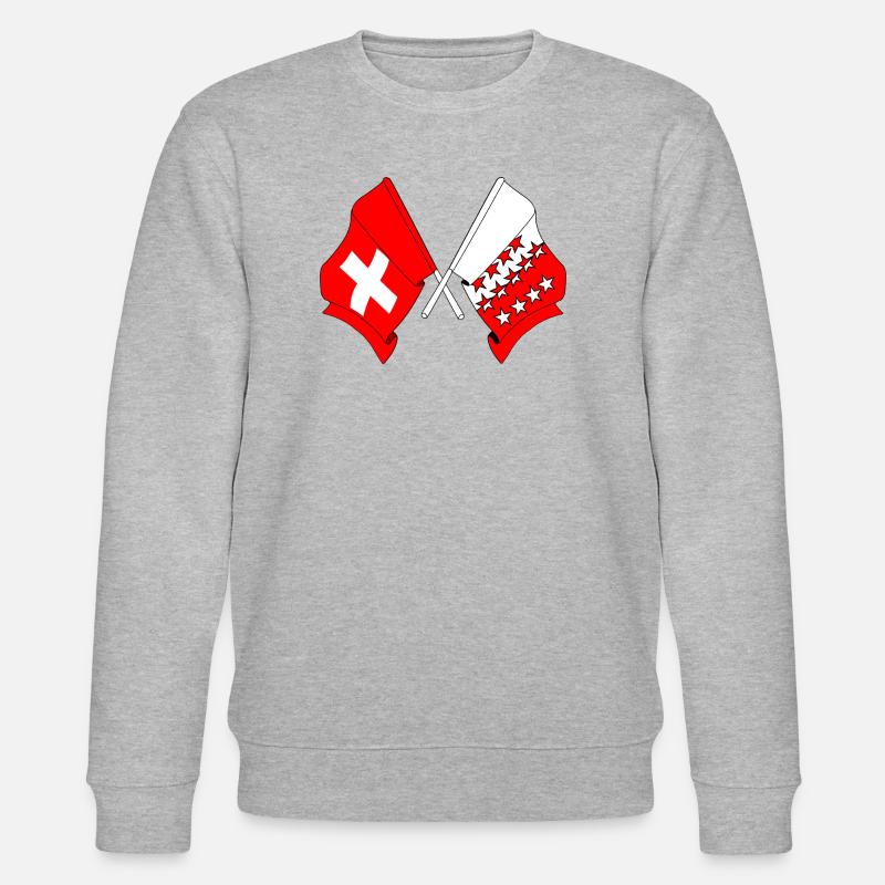 Schweizer Flagge und Walliser Flagge - Stanley/Stella Unisex Bio-Sweatshirt CHANGER  - Grau meliert