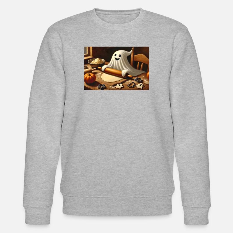 Geist beim Plätzchenbacken: Süßer Halloween Spaß - Stanley/Stella Unisex Bio-Sweatshirt CHANGER  - Grau meliert