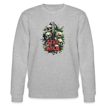 Stay Wild Knife Messer Lebensmotto - Stanley/Stella Unisex Bio-Sweatshirt CHANGER  - Grau meliert - Vorne - Nik (191cm) & Marisol (170cm)