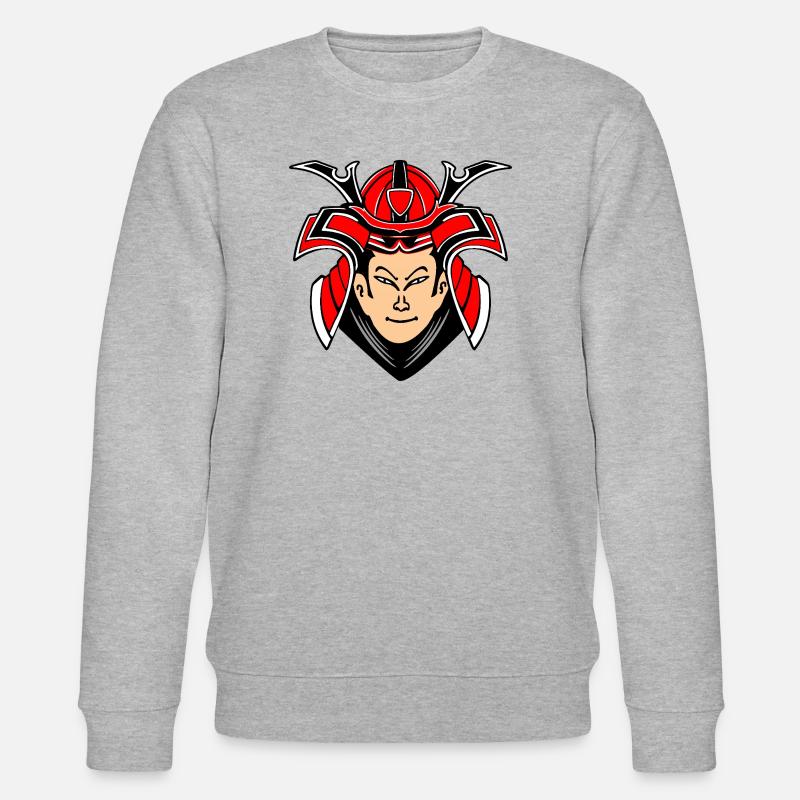 Samurai with helmet design - Stanley/Stella CHANGER Unisex Organic Sweatshirt - heather grey