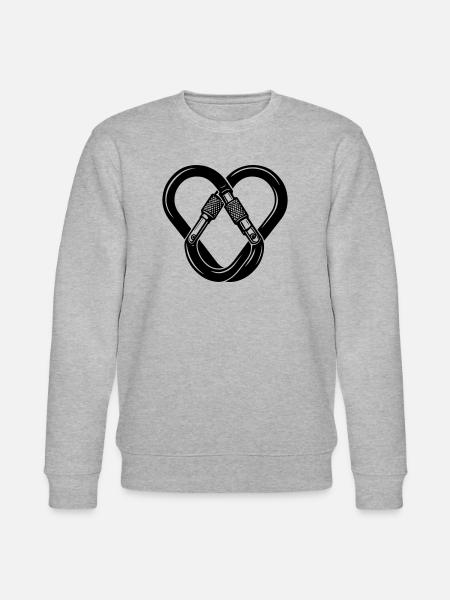 Karabiner-Herz – Liebe zum Klettern - Stanley/Stella Unisex Bio-Sweatshirt CHANGER  - Grau meliert