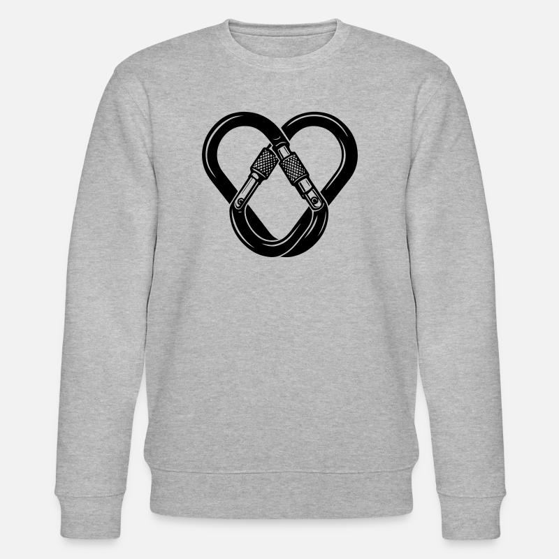 Karabiner-Herz – Liebe zum Klettern - Stanley/Stella Unisex Bio-Sweatshirt CHANGER  - Grau meliert