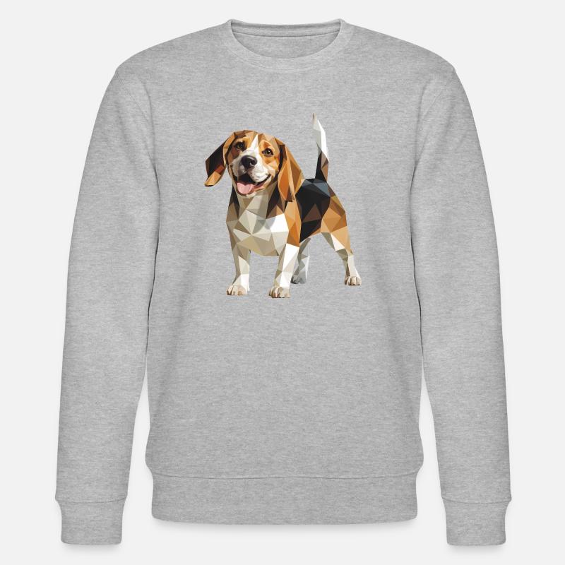 Beagle - Cooles Low Poly Logo - Stanley/Stella Unisex Bio-Sweatshirt CHANGER - Grau meliert