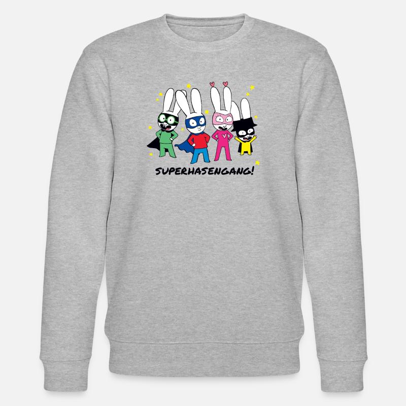 Simon Superhase Mit Seiner Superhasengang  - Stanley/Stella Unisex Bio-Sweatshirt CHANGER  - Grau meliert